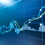 Gráfico de mercado financeiro em tela