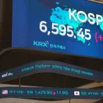 Painel de cotações do índice Kospi. Imagem de arquivo.