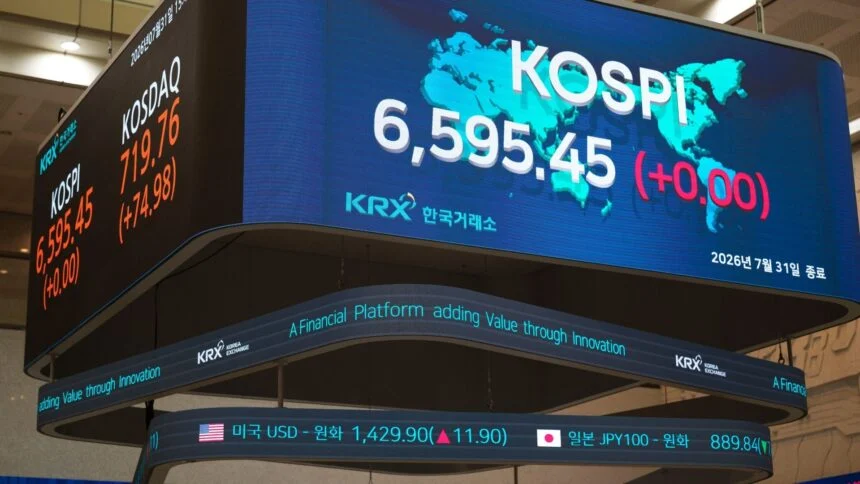 Painel de cotações do índice Kospi. Imagem de arquivo.